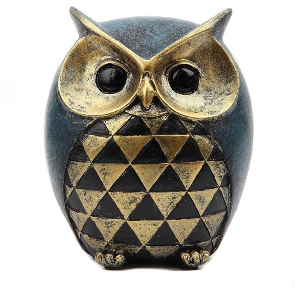 Owl Statue Home Decor,Owl Figurines for Bookshelf Bedroom Living Room Office - Picture 2 of 7